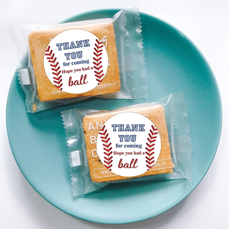 Mr.Mug 50 Baseball Stickers, Birthday Party Favor Thank You Label, Theme Party Supplies, 2 Inch - Image 4